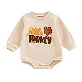 Newborn Baby Boy Girl Fall Winter Clothes Long Sleeve Bubble Sweatshirt Romper Cute Infant One Piece Outfit (Little Turkey Beige, 3-6 Months)