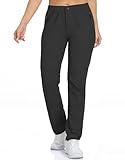 Womens Golf Pants with Pockets Lightweight Travel Slacks Quick Dry Nylon Casual Pants Women Outdoor Hiking Black XL/29