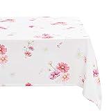 Hiasan White Spring Tablecloth Rectangle 60 x 120 Inch - Waterproof and Spillproof Oblong Floral Spring Table Cloth Summer Tablecloth for Dining Room, Outdoor Picnic and Wedding