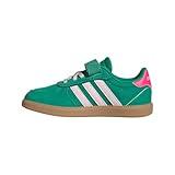 adidas Breaknet Sleek Elastic Lace & Strap Sneaker, Court Green/Clear Pink/Lucid Pink, 13 US Unisex Little Kid