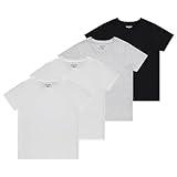 Sezzit Boys 4-Pack Solid Color T-Shirts - Sizes 4-18 Tee Shirts - Essential Wardrobe Staples for Active Boys. Ideal for School, Play, Camp, Spring and Summer, Grey, Black, 2 White