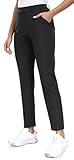 IUGA Stretchy Work Pants for Women 7/8 Ankle Golf Pants Pull On Business Casual Travel Dress Pants with Pockets Black