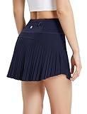 baleaf Pleated Tennis Skirt Skorts Skirts for Woman High Waisted Lightweight Athletic Golf Workout with Shorts Pockets Navy Medium