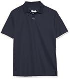 IZOD Boys' School Uniform Short Sleeve Polo Shirt, Button Closure, Moisture Wicking Performance Material, Navy, 18-20