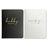 Hubby and Wifey Passport Wallet, Wedding Gifts for Couples 2025, Passport Holder for Travel, Honeymoon Travel Essentials