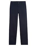 Nautica Boys' Big Flat Front Stretch Twill Chino Khaki Pant, Navy, 10