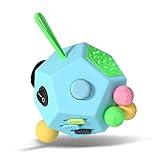 Fidget Dodecagon –12-Side Fidget Toys Cube Relieves Stress and Anxiety Anti Depression Focus Travel Toy Cube for Children and Adults Stocking Stuffers Gifts Idea (B3 Blue Sky)