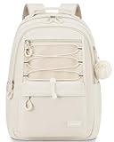 WINDARS School Backpack for Teens Girls, Aesthetic College Bookbag for Women Students Large Fashion 15.6 Inch Laptop Bag for Work Travel (Beige)
