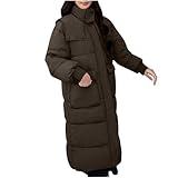 Last Minute Sale Womens Winter Long down Coats Zip up Stand Collar Puffer Parka Jackets Loose Casual Warm Padded Outerwear with Pocket Chaquetas De Invierno Para Mujer