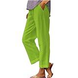 Liquidation pallets Big Spring Sale Spring Deals Warehouse Clearance Cotton Linen Pants for Women Summer Boho Plus Size Elastic Waist Casual Loose Beach Straight Leg Trouser Green #2 Small