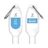 Zealios Travel Essentials - Empty On-The-Go Sun Barrier 2 oz Refillable Travel Bottles 2 Pack - Easy Clip & Go with Carabiner, Perfect Travel Accessories with Screw Top for Easy Refill