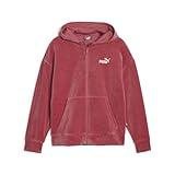 PUMA Womens Essentials Elevated Velour Full-Zip Hoodie Casual Outerwear Casual Comfort Technology - Red - Size M