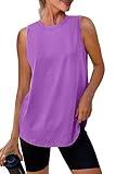 Women's Workout Tank Tops Lightweight Sleeveless Shirts for Women Loose Fit Tops for Athletic Running Tennis Yoga Purple M