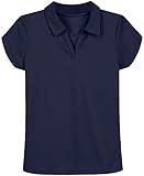 IZOD Girls' School Uniform Short Sleeve Performance Polo, Navy, 8-10