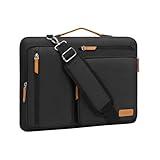 MOSISO 360 Protective Laptop Shoulder Bag,15-15.6 inch Computer Bags Compatible with MacBook Pro 16 inch, HP, Dell, Lenovo, Asus Notebook,Side Open Messenger Bag with 4 Zipper Pockets, Black