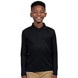 INGEAR Boys Golf Polo Long Sleeve Shirts Performance Active Wear Polo for Tennis and Casual Wear - Versatile Boys Polo Shirts (US, Alpha, Large, Black)