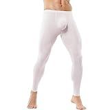Mens Thermal Underwear Bottoms Activewear Leggings Long Johns Underpants Activewear Yoga Pants for Men White