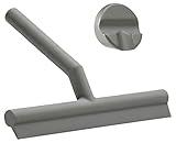 Zone Denmark Effortless Elegance Glass Wiper with Magnetic Holder for Stylish and Convenient Bathroom Maintenance Grey Marl, 6.7"x 8.3"inches