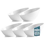 Posh Setting - White Plastic Serving Bowls for Party Angled Bowls Disposable Chip Bowls Candy Bowls for Party Table Salad and Fruit Bowls for Party Wedding Serving Bowls - White, 8 OZ, 5 Pack
