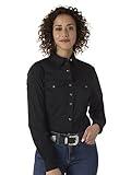 Wrangler Women's Western Two Pocket Snap Shirt, Black, XX-Large
