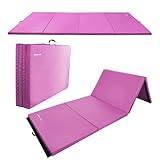 Fitvids Folding Exercise Aerobics Mat, 4'x8'x2" Extra Thick High Density Gymnastics Mat, Anti Tear Exercise Aerobics Mats for MMA, Stretching, Cheerleading Martial Arts, Gymnastic, Pink