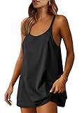ANRABESS Women Athletic Dress Summer Tennis Workout Active Sports Mini Romper Dress Built in Shorts Travel Vacation Clothes Black Medium