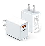LCGENS USB C Wall Charger Block 20W, 2-Pack Dual Port PD Power Delivery Fast Type C Charging Block Plug Compatible with iPhone 11/12/13/14/15/16/Pro Max, XS/XR/X, Ipad Pro, Samsung Galaxy