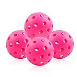 Fizzazzle Outdoor Pickleball Balls 40 Holes - 4 Pack USAPA Standard Pink Balls - Pickleball Accessories Set - High Bounce True Flight & Durable Pickle Balls