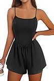 Ekouaer Womens Summer Sleeveless Workout Rompers Athletic Jumpsuit Double Lined Shorts One Piece Gym Yoga Clothes Black