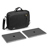 tomtoc 16-inch Dual Compartment Laptop Briefcase for 2 Laptops, Business Protective Laptop Messenger Shoulder Bag for a Laptop+ a Portable Monitor, Water-resistant Multi-functional Computer Work Bag