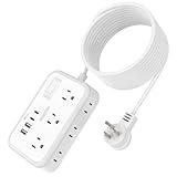 Extension Cord 15 ft, Surge Protector Power Strip with 6 Outlets 4 USB Charger(2 USB C Port), Flat Plug Outlet Extender Long Cord, Protection for Indoor, Home, Office Supplies, Dorm Room Essentials