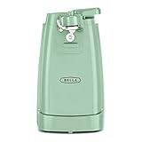 BELLA Electric Can Opener and Knife Sharpener, Multifunctional Jar and Bottle Opener with Removable Cutting Lever and Cord Storage, Stainless Steel Blade, Sage