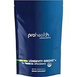 ProHealth Longevity Greens. Delicious Organic Healthy Powder for Energy & Aging. Gut Health Digestive Enzymes, Multi Vitamin, Pre-Probiotics, Oat Fiber, Inulin. GMP Certified. 30 Servings