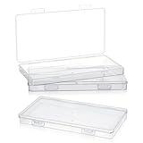COMNICO 3 Pack Mini Plastic Clear Storage Containers Box, Small Rectangle Empty Organizer Case with Hinged Lid for Collecting Beads Jewelry Business Cards Game Pieces Crafts (6.49 × 3.42 × 0.62Inch)