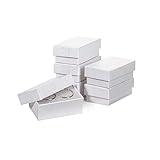 Prestige & Fancy Jewelry Boxes, 6 Pack, 2.55 x 1.5 x 1 inch - Cotton Filled Small Gift Boxes with Lids for Bracelets, Earrings, Pendants, Gifts, Chistmas, Party Favors, Valentines Day (6, White)