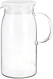 iwaki KT293-W AGC Techno-Glass, Heat-resistant Glass, Barley Tea Pot, Pitcher, 0.6 L., Round Cold Water Pot, Cold Water Bottle, Jug