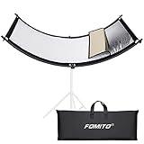 FOMITO Light Reflector 70"x25.6"/178x65cm Arclight Curved Eyelighter Lighting Diffuser for Photography Stuido Filming Shooting, Black/White/Gold/Silver