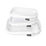 3 Pack Clear Hard Shell Zipper Case - Clear Waterproof Cosmetic Bag with Zipper, Kid's Toy Storage Organizer Bins, Charging Cables, creative journaling, painting brushes, Threads,Sketch Supplies