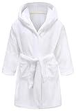 CJMJXPH Boys Soft Fleece Robes Plush Hooded Bathrobes Sleepwear for Kids 2-16 Years White 9-12 Years