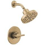 Delta Faucet Nicoli 14 Series Single-Handle Gold Shower Faucet, Shower Trim Kit with 5-Spray H2Okinetic Shower Head, Champagne Bronze 142749-CZ (Shower Valve Included)