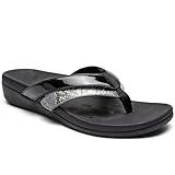 MEGNYA Fascitis Plantar Sandals Women, Arch Support Summer, Black Womens Flip Flops, Womens Comfort Sandals, Orthotic Flip Flops Women, Pain Relief Sandals for Women Size 6