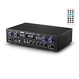 Donner Bluetooth 5.0 Stereo Audio Amplifier Receiver, 4 Channel 440W Peak Power Home Theater Stereo Receiver with USB, SD, FM, 2 Mic in Echo, RCA, LED, Speaker Selector for Studio, Home - MAMP5
