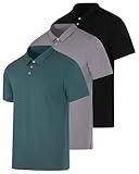 3 Pack: Men's Jersey Cotton Quick Dry Fit Polo Shirt Men Mens Tshirts Button Tee Short Sleeve Golf Tennis Clothing Active Wear Athletic Performance Tech Sports Essentials Casual T Shirts,Set 9-XL