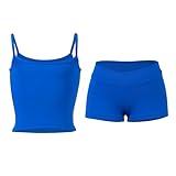 Dancecore Girls’ Activewear Set - Camisole Top & Shorts for Dance, Gymnastics, Yoga (Royal Blue) (8-10)