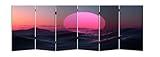 2 Ft Room Divider Screen Red Pink Planet Horizon Mountainous Rocky Area Night Sci Fi Landscape Portable Short Canvas Folding Screen 6 Panel Freestanding Separator Privacy Partition Indoor Home Office