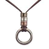 GelConnie Leather Necklace - Men's Vintage Brown Leather Pendants, Hippie Choker Boho Necklace for Women & Men, Long Adjustable Leather Cord Cross