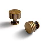 Goo-Ki Vintage Retro Antique Brass Zinc Alloy Cabinet Knob - Single Hole Striped Decorations Cabinet Pull Hardware for Bedroom, Kitchen, 6 Pack