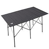 EVER ADVANCED Camping Table, Fold up Lightweight, 4-6 Person Portable Roll up Aluminum Table with Carry Bag for Outdoor, Support Up to 110LBS, Black
