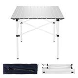 YSSOA Lightweight Folding Camping Table with Carry Bag︱Ultra-Compact Aluminum Table for Picnic, Beach, Traveling, Backyards, BBQ (Color: White)