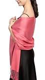 Achillea Soft Silky Pashmina Scarf for Women – Shawl Wrap for Evening Dresses, Bridesmaids, Weddings & Everyday Wear (Coral Pink)